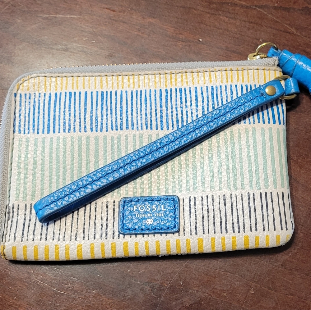 Fossil Multicolor Striped Wristlet with Aqua Strap